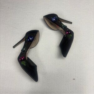 Betsey Johnson Black Heels with Colorful Floral Accents